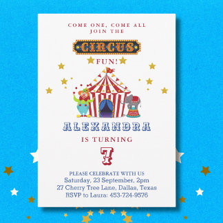 Kommen Sie zum Geburtstag zum Red Big Circus Einladung