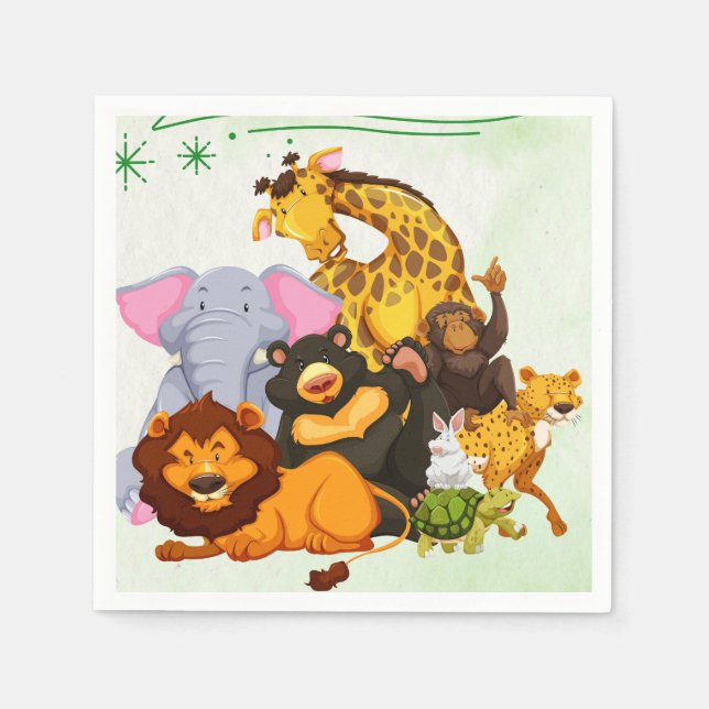 Kommen Sie zum Pack Safari Animal Party Serviette (Vorderseite)