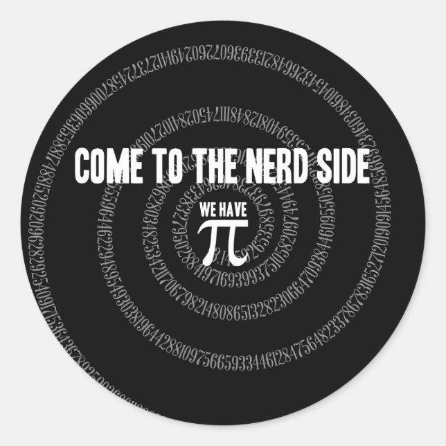Kommen Sie zur Nerd-Seite für Pi auf Black Runder Aufkleber (Vorderseite)
