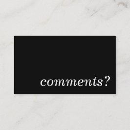 Kommentare? Visitenkarte