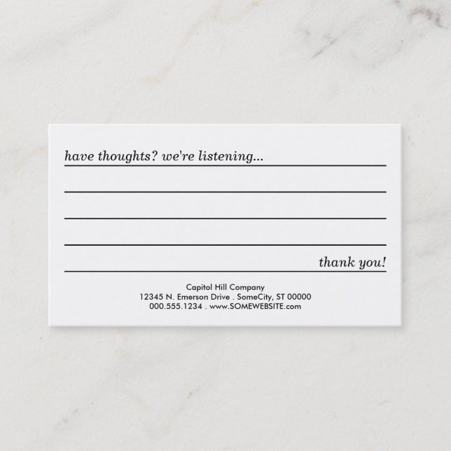 Kommentarkarte Visitenkarte (Vorderseite)