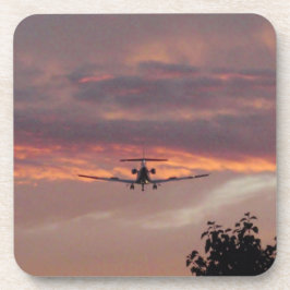 Kommerzielle Jet-Landung am Sonnenuntergang Untersetzer