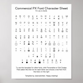 Kommerzielle PX-Schriftzeichen-Tabelle für Zazzle Poster