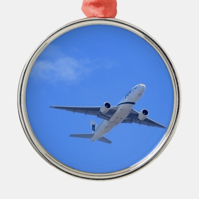 Kommerzieller Airliner Silbernes Ornament (Vorne)