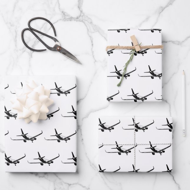 Kommerzielles Flugzeug-Backview-Grafikmotiv Geschenkpapier Set (Vorderseite)