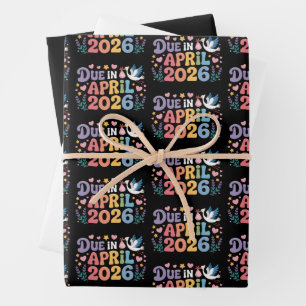 Kommt April 2026 fällig in neues Baby Mutterschaft Geschenkpapier Set