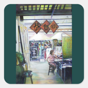 Kommt dieser Drache mit Trainingsrädern? Quadratischer Aufkleber