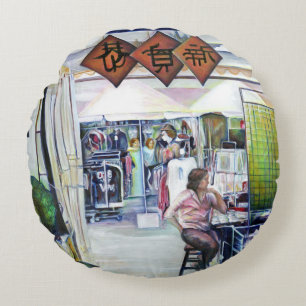 Kommt dieser Drache mit Trainingsrädern? Rundes Kissen