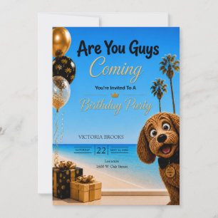 Kommt ihr? L.A. Strandhund-Geburtstagsparty Einladung