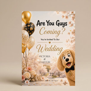 Kommt ihr? Lustiger Hund Frühjahrs Hochzeit Einladung