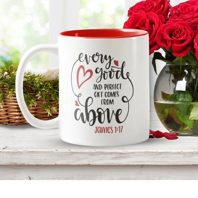 Kommt von oben Bibel Verse Geschenk Zweifarbige Tasse (Comes From Above Bible Verse Gift Two-Tone Coffee Mug)