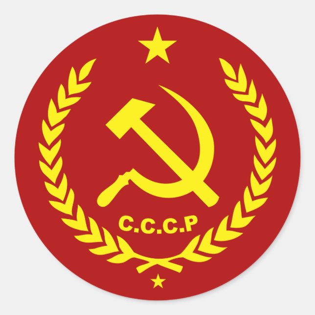 Kommunales Hammer- und SichelAbzeichen der CCCP Runder Aufkleber (Vorderseite)