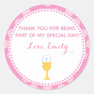 Kommune bevorzugt Etikett Rosa Kalice Runder Aufkleber