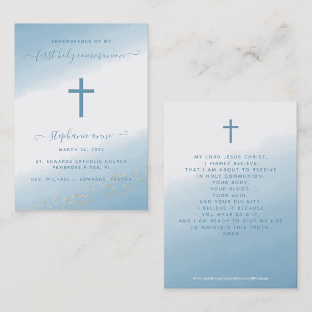 Kommune Cross Blue Watercolor Business Card Visitenkarte (Vorne/Hinten)
