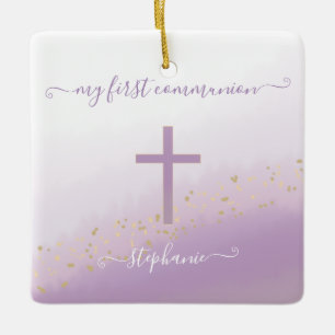Kommune Cross Lavender Wasserfarben Gebet Keramikornament