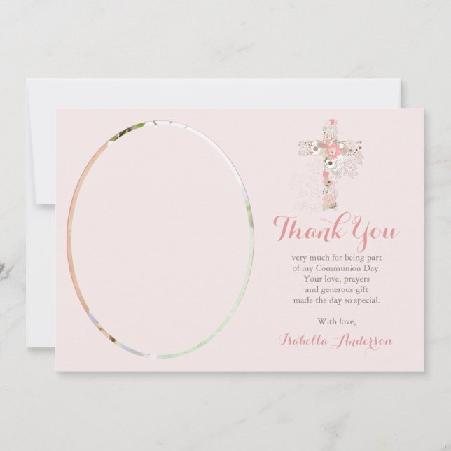 Kommune Foto Rosa Blütenpüree Dankeskarte (Vorderseite)