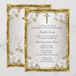 Kommune Rose Gold Beige Perle Damaskus Cross Einladung