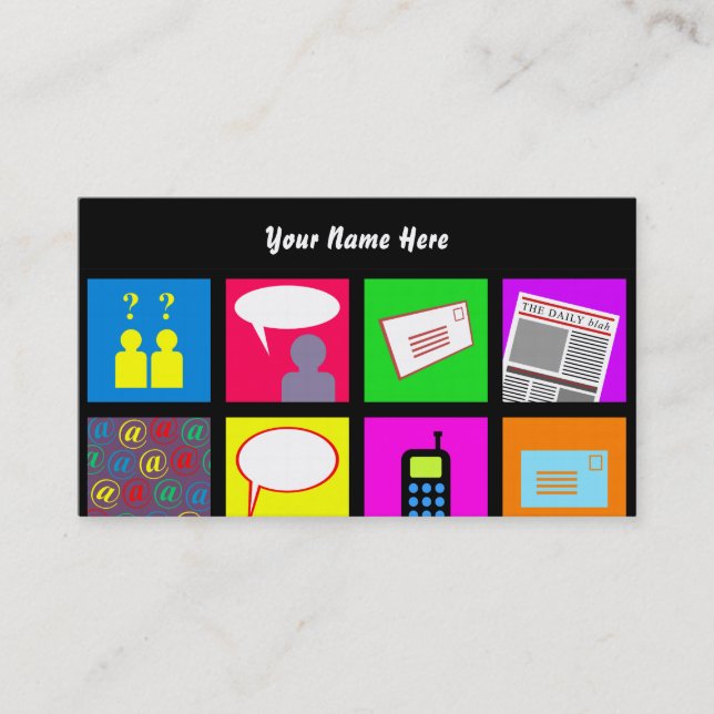 Kommunikations-Fliesen-Tapete, Ihr Name hier Visitenkarte (Vorderseite)