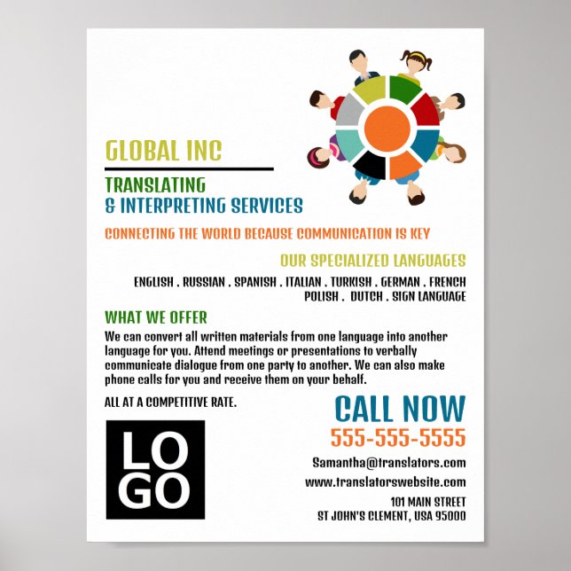 Kommunikationsrad, Übersetzer und Dolmetscher Poster (Vorne)