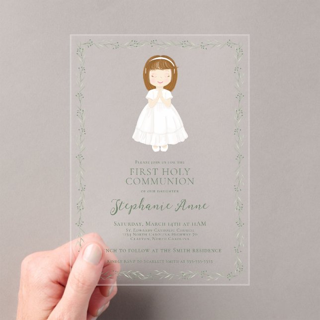 Kommunion Girl Praying Acryleinladungen (Insitu (Handheld))