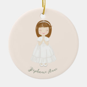 Kommunion Girl Praying Keramik Ornament