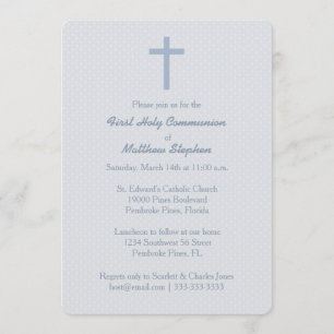 Kommunion Pastel Blue Cross Einladung