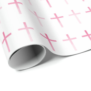 Kommunion Pink Cross Geschenkpapier