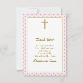 Kommunion Pink mit Gold Polka Dots Einladung