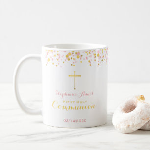Kommunion Pink und Gold Confetti Tasse