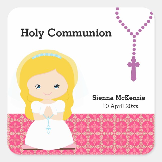 Kommunion Quadratischer Aufkleber (Vorderseite)