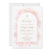 Kommunion rosa Wasserfarbenfolien Dankeschön Karte