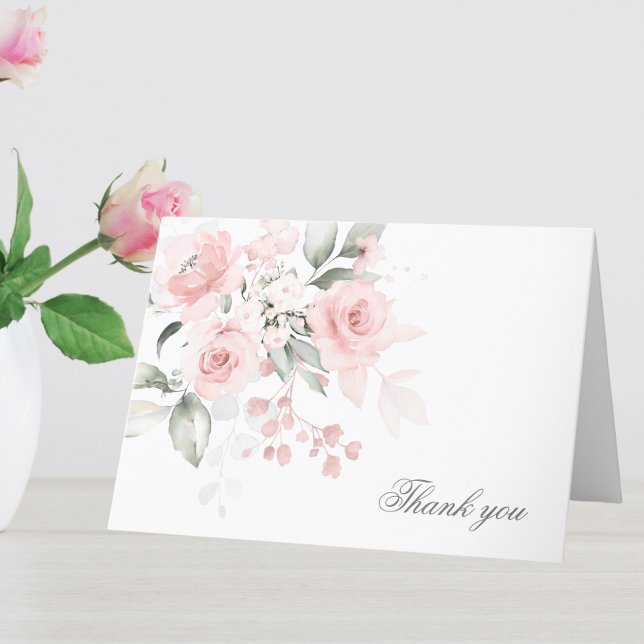 Kommunion Taufe Danke Pink Watercolor Floral (Communion Baptism Thank You Pink Watercolor Floral | Christening, First Communion)