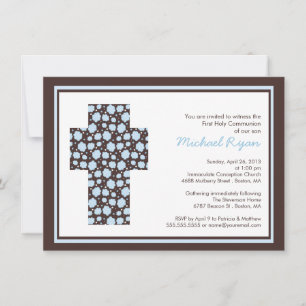 Kommunion über moderne Brauner Blaukreuz-BoysEinla Einladung