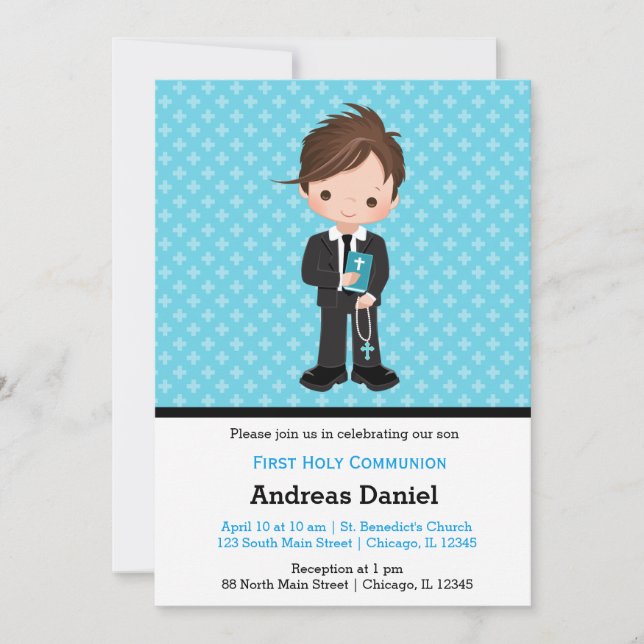Kommunionenjunge Einladung (Vorderseite)