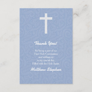 Kommunions-blaue Reben und Streifen Dankeskarte