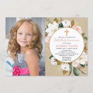Kommunions-Fotoeinladung des Mädchens erste Einladung