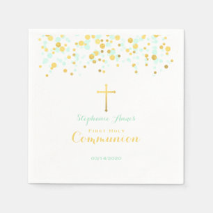 Kommunions-Minzeund GoldConfetti Serviette