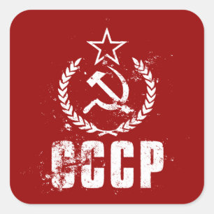 Kommunistische CCCP Hammer Sichel Weiße Flaggen Au Quadratischer Aufkleber