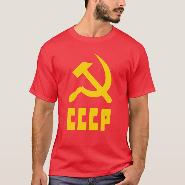 Kommunistische CCCP Russischer Hammer und Sichel T-Shirt (Vorderseite)