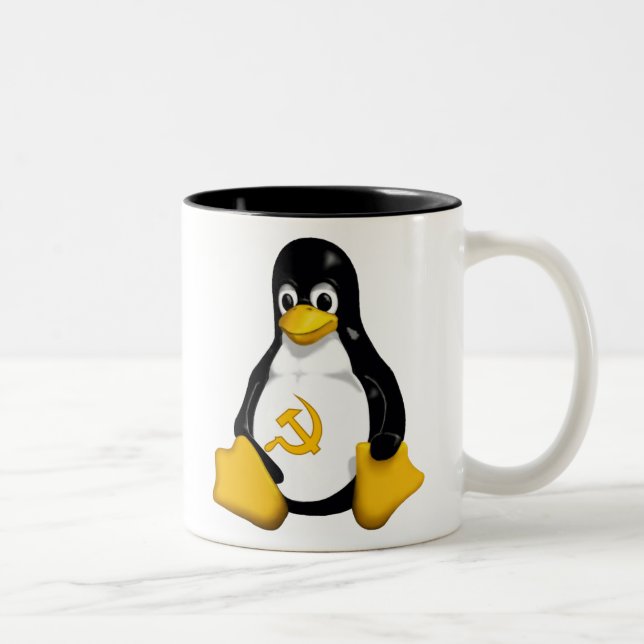 Kommunistische Kaffee-Tasse des Penguin-(Linux) Zweifarbige Tasse (Rechts)