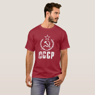 Kommunistische weiße Vintage-Flagge marineblaue He T-Shirt