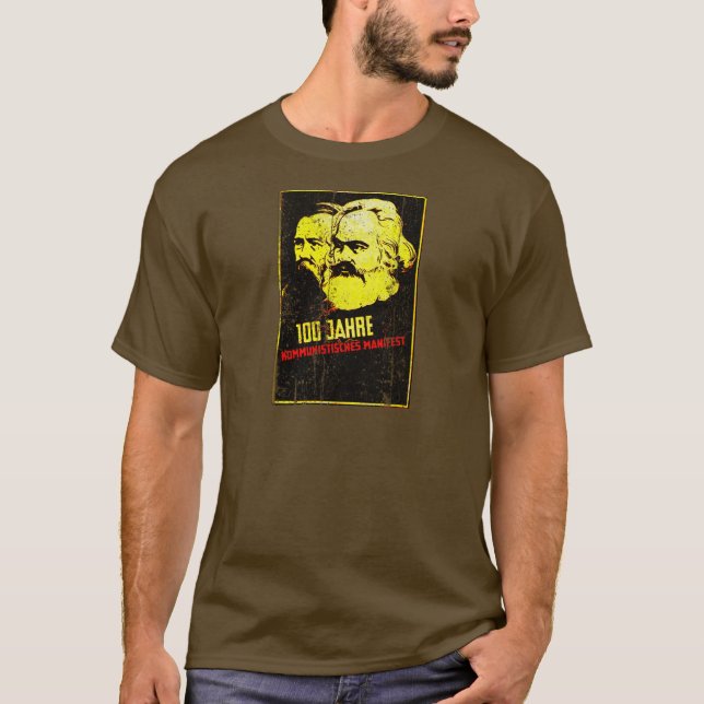 Kommunistisches Manifest Karl Marx und Friedrich T-Shirt (Vorderseite)