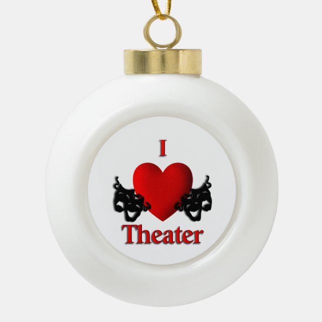 Komödie und Masken des Theaters Keramik Kugel-Ornament (Vorderseite)