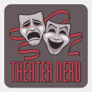 Komödie und Tragödie Theater Nerd Quadratischer Aufkleber