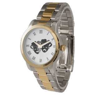 Komödie und Tragödie Theater Schwarze Zahlen Armbanduhr