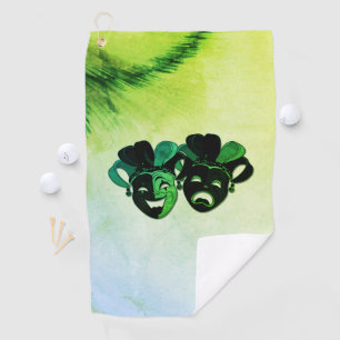 Komödie und Tragödie Theaterdesign Grün Golfhandtuch