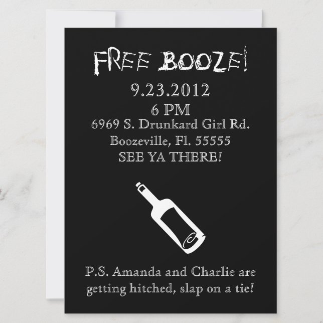 Komödien-Hochzeits-Einladung, Spaß Einladung (Vorderseite)