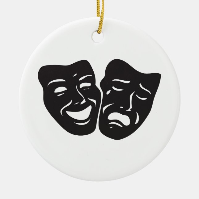 Komödien-Tragödie-Drama-Theater-Masken Keramikornament (Vorne)
