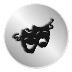 Komödien-Tragödie-Silber-Theater-Masken Keramikknauf