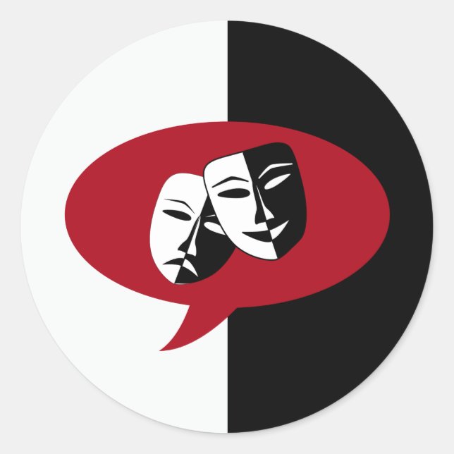 Komödien-und Tragödie-Masken Runder Aufkleber (Vorderseite)